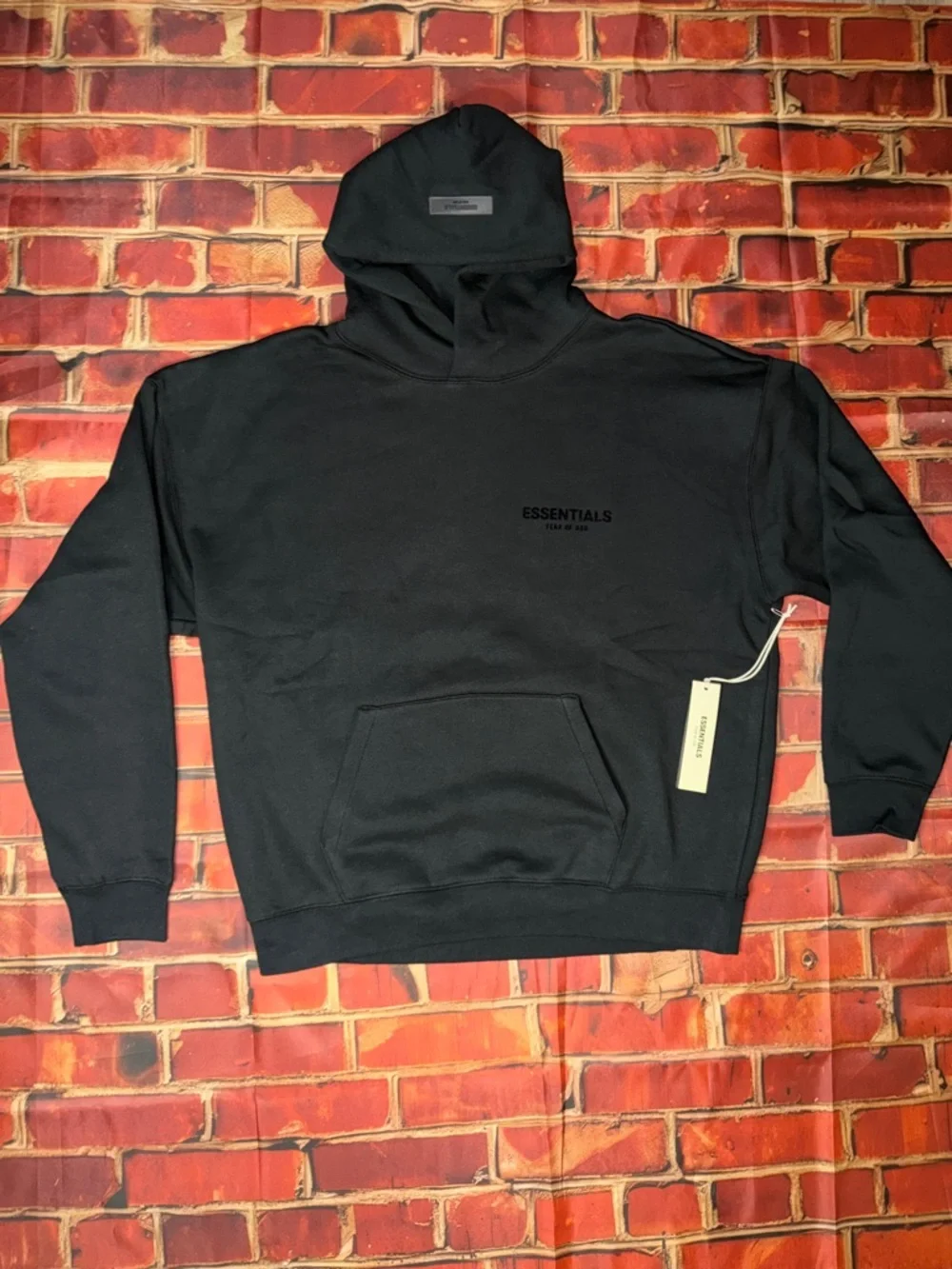ESSENTIALS Black Pullover Hoodie Mens Large “Stretch lim” 100% Authentic - Picture 2 of 6